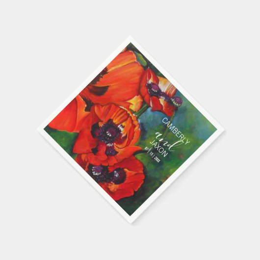 Serviette En Papier Mariage Orange Oriental Poppies (Coin)