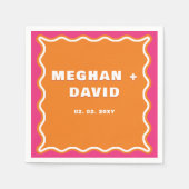 Serviette En Papier Mariage orange rose rose rose ondulé rétro (Devant)