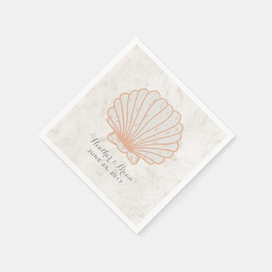 Serviette En Papier Mariage Orange Rustique Seashell (Coin)