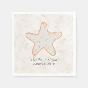 Serviette En Papier Mariage Orange Rustique Starfish