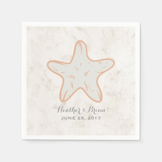 Serviette En Papier Mariage Orange Rustique Starfish (Devant)