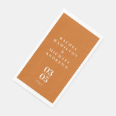 Serviette En Papier Mariage Orange Simple Moderne Gras  (Coin)