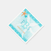 Serviette En Papier Mariage Orange Turquoise White Beach (Coin)
