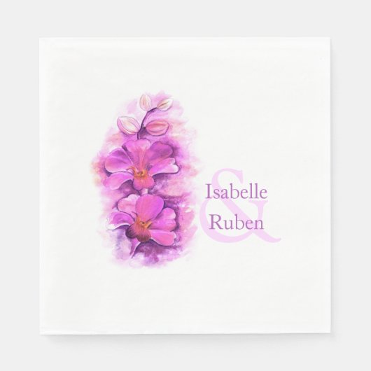 Serviette En Papier Mariage orchidée aquarelle déjeuner papier serviet (Devant)
