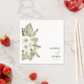 Serviette En Papier Mariage Orchidée blanche Cocktail Napkins (En situation)