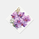 Serviette En Papier Mariage Orchidées violettes et blanches (Coin)
