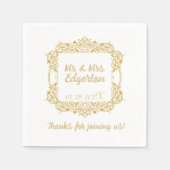 Serviette En Papier Mariage Ornate Gold Frame Personnalisé (Devant)
