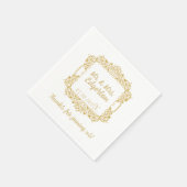 Serviette En Papier Mariage Ornate Gold Frame Personnalisé (Coin)