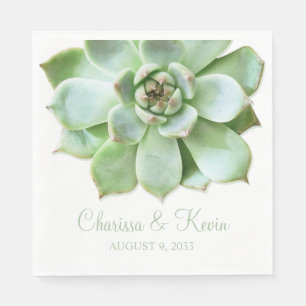 Serviette En Papier Mariage ou Fête des mariées succulent vert verdoya