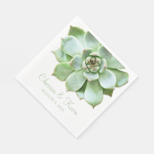 Serviette En Papier Mariage ou Fête des mariées succulent vert verdoya (Coin)
