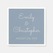 Serviette En Papier Mariage ou réception bleu Dusty Serviettes simples (Devant)