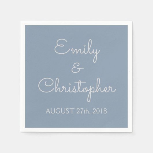 Serviette En Papier Mariage ou réception bleu Dusty Serviettes simples (Devant)