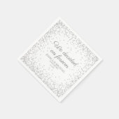 Serviette En Papier Mariage Paillettes Argentées Blanc Nous avons Déci (Coin)