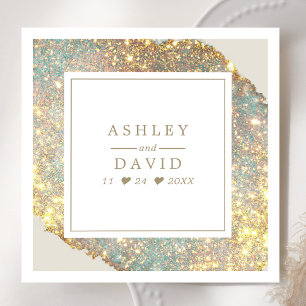 Serviette En Papier Mariage Paillettes Holographiques Iridescentes Chi