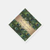 Serviette En Papier Mariage Paon Doré (Coin)