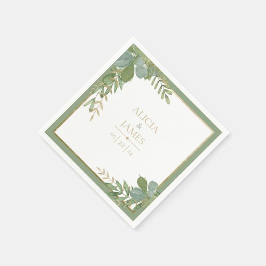 Serviette En Papier Mariage papier verdure doré Napkin (Coin)