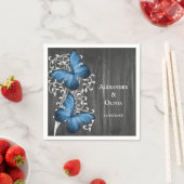 Serviette En Papier Mariage papillon bleu rustique (En situation)
