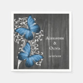 Serviette En Papier Mariage papillon bleu rustique (Devant)