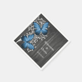 Serviette En Papier Mariage papillon bleu rustique (Coin)