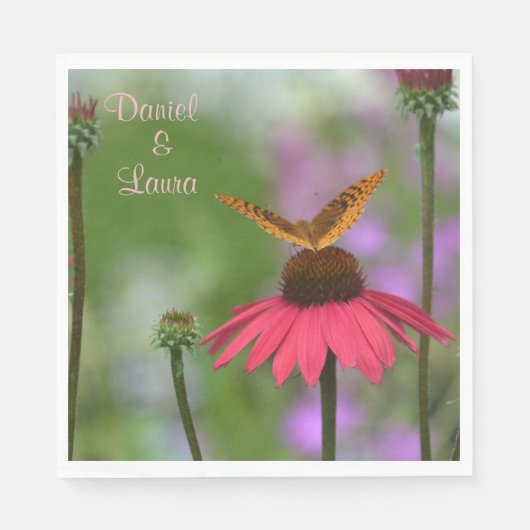 Serviette En Papier Mariage papillon du jardin (Devant)