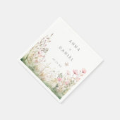 Serviette En Papier Mariage papillon floral (Coin)