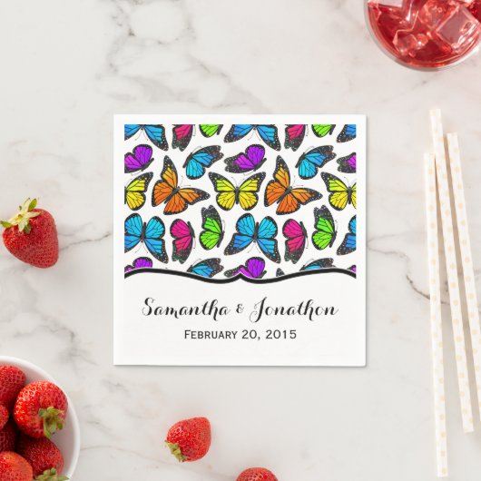 Serviette En Papier Mariage papillon Rainbow Monarch (En situation)