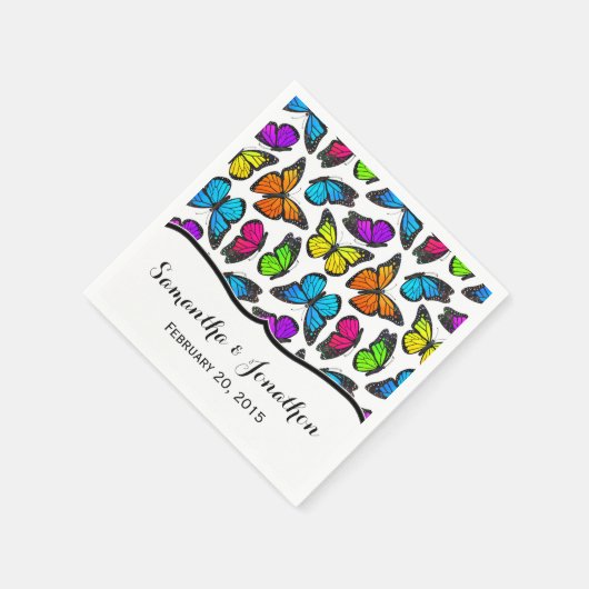 Serviette En Papier Mariage papillon Rainbow Monarch (Coin)