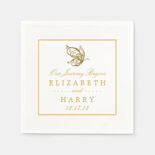Serviette En Papier Mariage papillon vintage Parties scintillant or