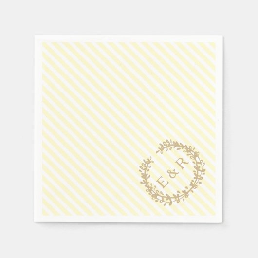 Serviette En Papier Mariage Pastel Lemon Yellow Wreath et Sprig (Devant)