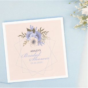 Serviette En Papier Mariage Pastel Violet Pêche Géométrique Roses