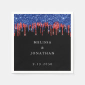 Serviette En Papier Mariage Patriotique Éclaboussures de Paillettes Bl (Devant)