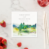 Serviette En Papier Mariage paysager Chic Campagne Mountain River (En situation)