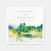 Serviette En Papier Mariage paysager Chic Campagne Mountain River (Devant)