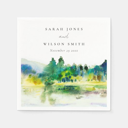 Serviette En Papier Mariage paysager Chic Campagne Mountain River (Devant)