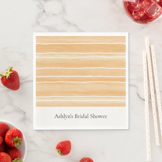 Serviette En Papier Mariage Peach Cream Stripes (En situation)