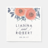 Serviette En Papier Mariage Peach Poppies (Devant)