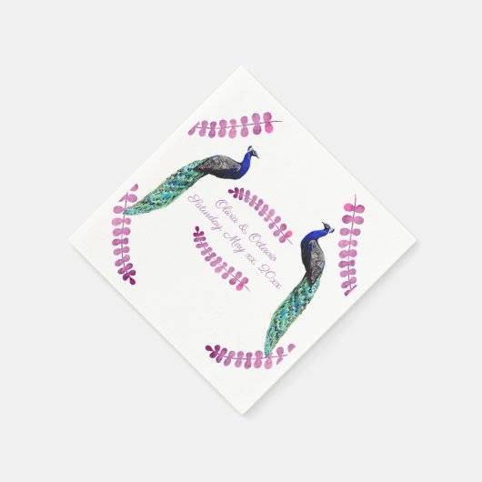 Serviette En Papier Mariage Peacock (Coin)