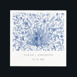 Serviette En Papier Mariage Peacock couleur orange bleu encre<br><div class="desc">Collection Peacock Ornate Blue Classy - c'est une élégante aquarelle Illustration de paon floral bleu aquarelle, avec une touche minimaliste moderne. Idéal pour vos mariage et fêtes de classe moderne. Il est très facile de customiser, avec vos données personnelles. Si vous avez besoin d'un autre produit correspondant ou de la...</div>