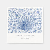 Serviette En Papier Mariage Peacock couleur orange bleu encre (Devant)