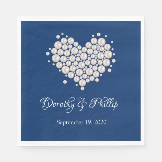 Serviette En Papier Mariage Pearl Hearl Papier de poche Napkins (Devant)