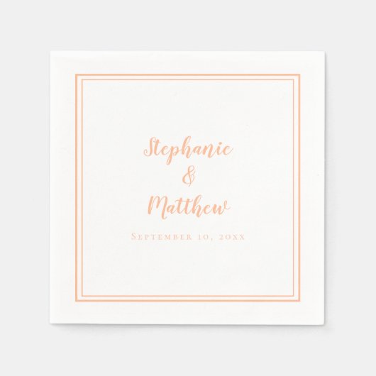 Serviette En Papier Mariage Pêche Élégant Simple Moderne Réception Chi (Devant)