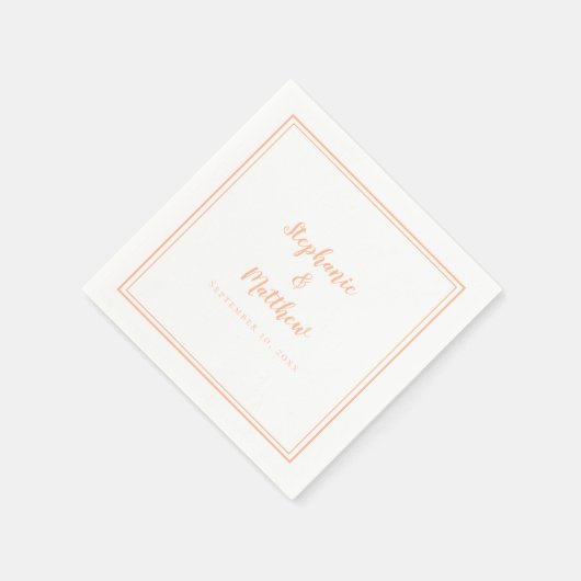 Serviette En Papier Mariage Pêche Élégant Simple Moderne Réception Chi (Coin)