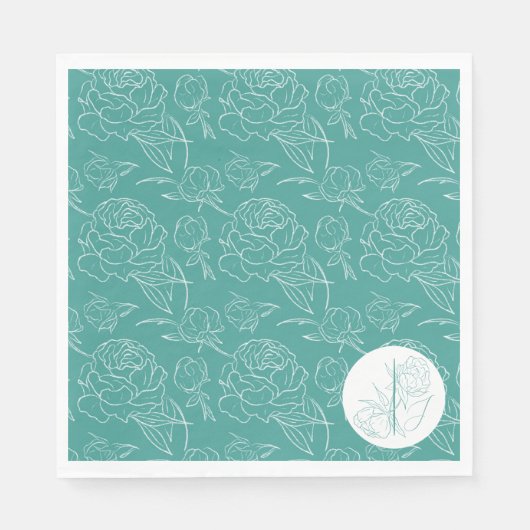 Serviette En Papier Mariage Peony Elegance (Devant)