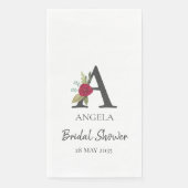 Serviette En Papier Mariage personnalisable à monogramme floral modern (Devant)