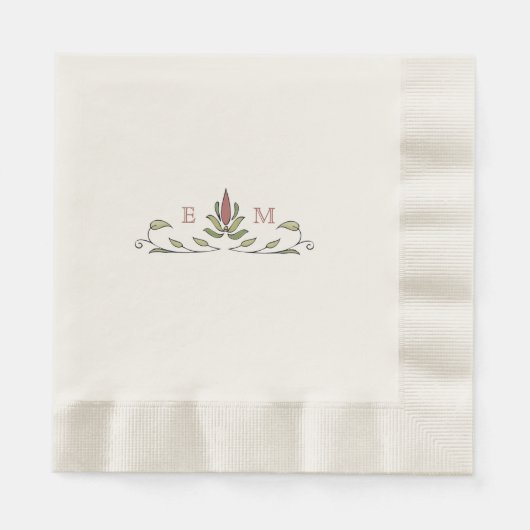 Serviette En Papier Mariage personnalisable Monogramme victorien roman (Devant)