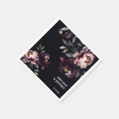 Serviette En Papier Mariage personnalisable vaisselle noir moody peoni (Coin)