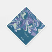 Serviette En Papier Mariage personnalisé Abstrait bleu violet marbre é (Coin)