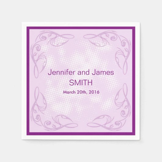 Serviette En Papier Mariage personnalisé Abstrait Swirl violet (Devant)