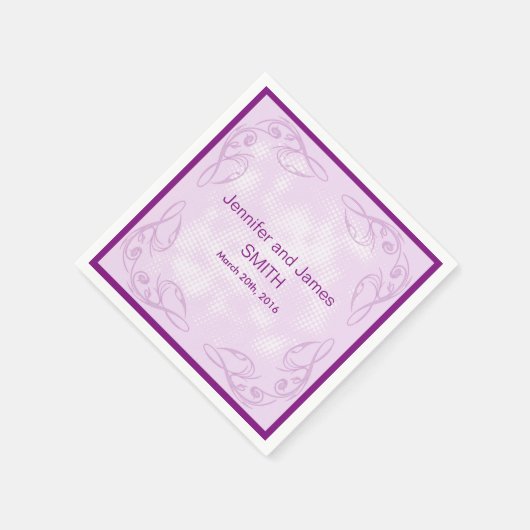 Serviette En Papier Mariage personnalisé Abstrait Swirl violet (Coin)