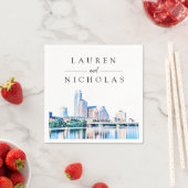 Serviette En Papier Mariage personnalisé Austin Texas Skyline (En situation)